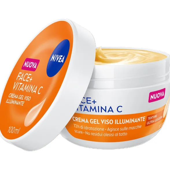 NIVEA FACE+ VITAMINA C CREMA GEL VISO ILLUMINANTE 72h IDRATAZIONE VASO 100 ML