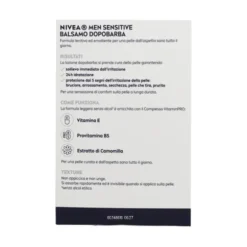 NIVEA FOR MEN AFTER SHAVE BALSAMO SENSITIVE 100 ML.DOPOBARBA
