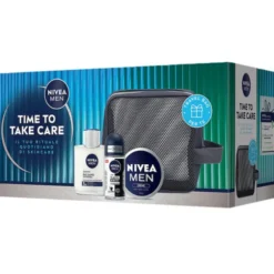 NIVEA MEN COFANETTO TIME TO TAKE CARE + TRAVEL BAG; BALSAMO DOPOBARBA SENSITIVE 100 ML + DEODORANTE ROLL ON BLACK & WHITE INVISIBLE ORIGINAL 50 ML + CREME 75 ML