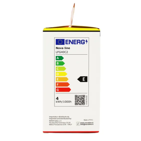 NOVALINE LAMPADINA LED FILAMENTO GOCCIA 4W=40 W E27 RISPARMIO ENERGETICO 87%