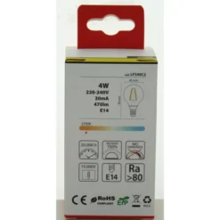 NOVALINE LAMPADINA LED FILAMENTO SFERA 4W=40W E14 RISPARMIO ENERGETICO 89%