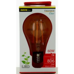 NOVA LINE LAMPADINA LED FILAMENTO GOCCIA 7W=60w E27 LUCE CALDA