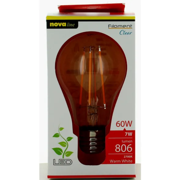 NOVA LINE LAMPADINA LED FILAMENTO GOCCIA 7W=60w E27 LUCE CALDA