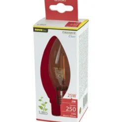 NOVALINE LAMPADINA LED FILAMENTO OLIVA 2W=25W E14 RISPARMIO ENERGETICO 89% LUMEN 250 2700K