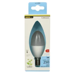 NOVALINE LAMPADINA LED OLIVA 3W- LED EPISTAR-257 Lm- 25000 h-230V-LUCE NATURALE 4000K-EQUIVALENTE DI UNA LAMPADINA DA 25W AD INCANDESCENZA- CLASSE A+
