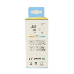 NOVALINE LAMPADINA LED OLIVA 5,5W=40W E14 RISPARMIO ENERGETICO 86%