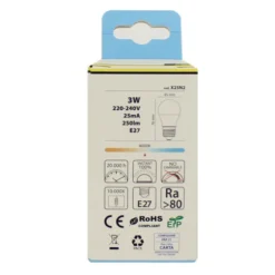 NOVALINE LAMPADINA LED SFERA 3W=25W E27 RISPARMIO ENERGETICO 86%