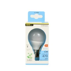NOVALINE LAMPADINA LED SFERA 5,5W=40W E14 RISPARMIO ENERGETICO 86%