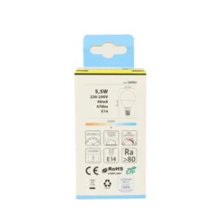 NOVALINE LAMPADINA LED SFERA 5,5W=40W E14 RISPARMIO ENERGETICO 86%