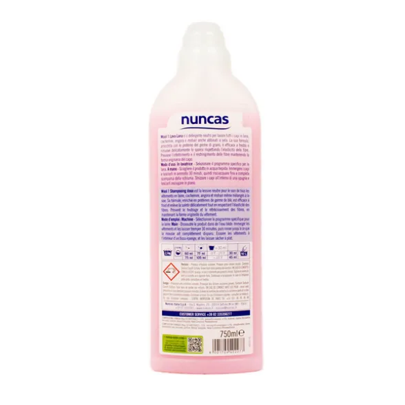 NUNCAS DETERSIVO BUCATO A MANO E LAVATRICE LIQUIDO WOOL 1 LANA E CAPI DELICATI 12 LAVAGGI 750 ML