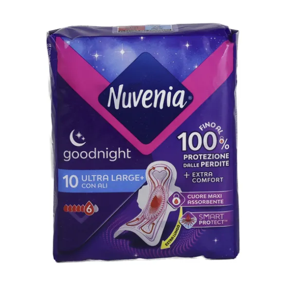 NUVENIA ULTRA LARGE+ CON ALI GOODNIGHT FLUSSO MOLTO ABBONDANTE 10 PZASSORBENTI