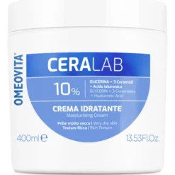 OMEOVITA CERALAB 10% CREMA CORPO IDRATANTE GLICERINA, CERAMIDI, ACIDO IALURONICO PER PELLE MOLTO SECCA VASO 400 ML