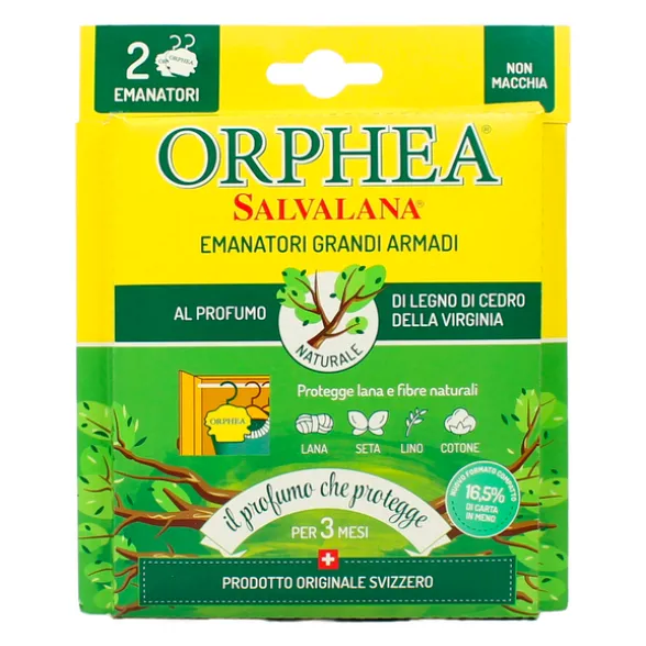 ORPHEA SALVALANA ANTI TARME EMANATORI GRANDI ARMADI LEGNO DI CEDRO 2 PZ