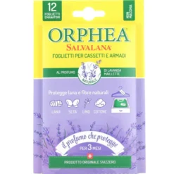 ORPHEA SALVALANA ANTI TARME 12 FOGLIETTI EMANATORI CASSETTI E ARMADI AL PROFUMO DI LAVANDA MAILLETTE