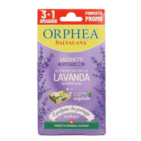 ORPHEA SALVALANA 3+1 SACCHETTI PROFUMATI FRAGRANZA LAVANDA PER ARMADI e CASSETTI