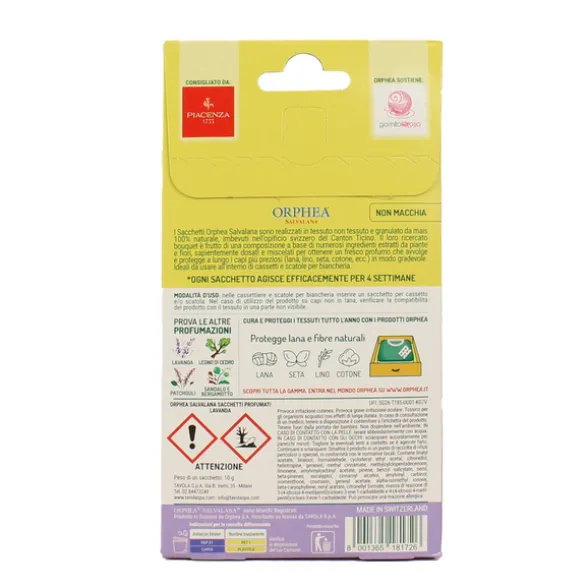 ORPHEA SALVALANA 3+1 SACCHETTI PROFUMATI FRAGRANZA LAVANDA PER ARMADI e CASSETTI