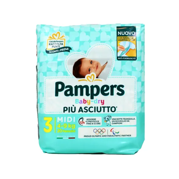 PAMPERS PANNOLINI BABY DRY 3 MIDI 4-9 Kg 20 PZ.