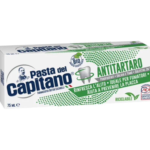 PASTA DEL CAPITANO ANTITARTARO CON BIO MENTA CERTIFICATA 75 ML