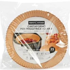 PERFETTO CARTAFORNO PER FRIGGITRICE AD ARIA DM 20x4,5 H BIODEGRADABILE COMPOSTABILE 25 PEZZI IN BUSTA