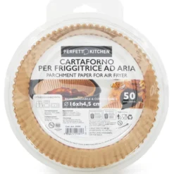 PERFETTO CARTAFORNO PER FRIGGITRICE AD ARIA dm16x4,5h CM BIODEGRADABILE COMPOSTABILE 50 PEZZI IN ASTUCCIO