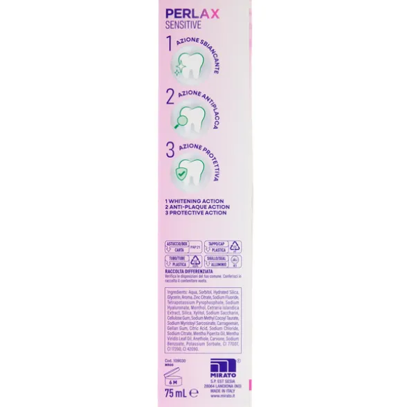 PERLAX DENTIFRICIO SENSITIVE 3X WHITE CARE SBIANCANTE PROTETTIVO CON ACIDO IALURONICO 75 ML