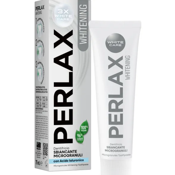PERLAX DENTIFRICIO WHITENING 3X WHITE CARE SBIANCANTE CON MICROGRANULI CON ACIDO IALURONICO 75 ML