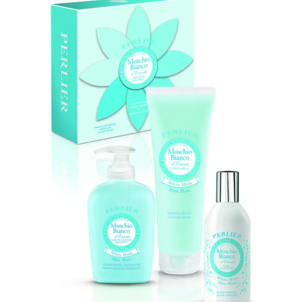 PERLIER COFANETTO MUSCHIO BIANCO - DOCCIACREMA TUBO 250 ML + SAPONE LIQUIDO 300 ML + ELISIR DI PROFUMO 100 ML