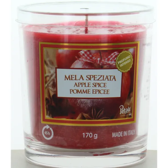 PETALI CANDELA PROFUMA AMBIENTI MELA SPEZIATA IN BICCHIERE DURATA 45h 170 grammi