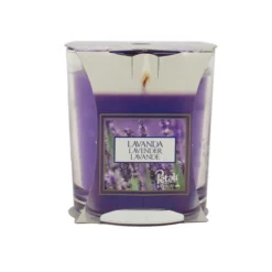 PETALI CANDELA PROFUMA AMBIENTE LAVANDA IN BICCHIERE DI VETRO 170 GRAMMI ARDENZA 45 ORE Diam.6,5sm e H 8cm