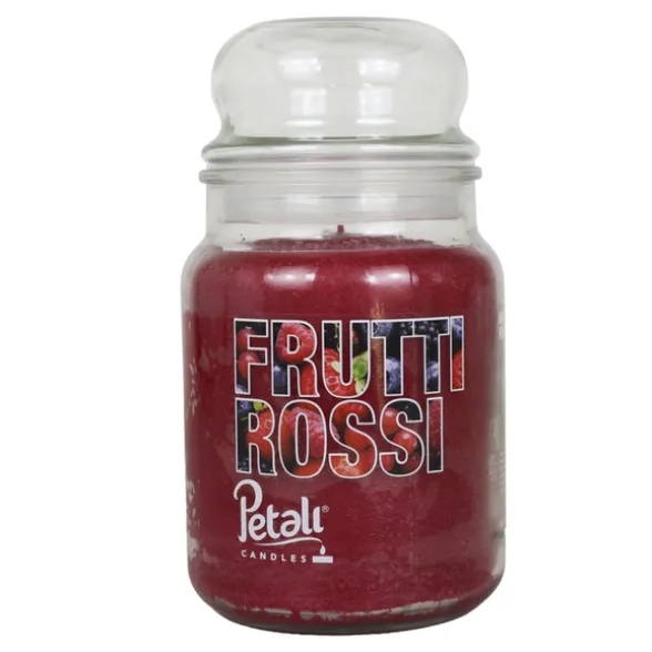 PETALI CANDELA PROFUMATA AI FRUTTI DI BOSCO IN ZUCCHERIERA GRANDE DI VETRO 550 GRAMMI ARDENZA 100 ORE