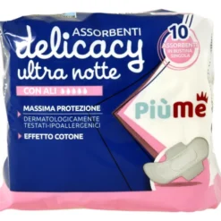 PIUME ASSORBENTI DELICACY ULTRA NOTTE CON ALI 10 PEZZI