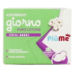 PIUME ASSORBENTI GIORNO CON ALI PURO COTONE 12 PEZZI