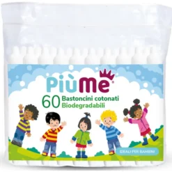 PIUME 60 BASTONCINI COTONATI BIODEGRADABILI PER BAMBINI