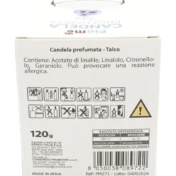 PIUME CANDELA PROFUMATA PROFUMAZIONE AMBIENTE TALCO 120 GRAMMI