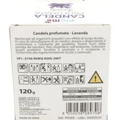 PIUME CANDELA PROFUMATA PROFUMAZIONE AMBIENTE LAVANDA 120 GRAMMI