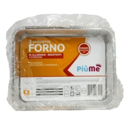 PIUME CONTENITORE IN ALLUMINIO 4 PORZIONI 3 PEZZI SENZA COPERCHIO