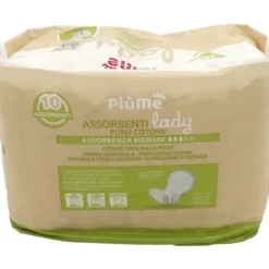 PIUME LADY ASSORBENTI PURO COTONE ANATOMICO ASSORBENZA MEDIUM 10 PEZZI