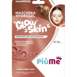 PIUME MASCHERA VISO HYDROGEL GLOW SKIN IN TESSUTO VEGETALE, PURIFICANTE, ANTI AGE e IDRATANTE BAVA DI LUMACA, ACIDO GLICOLICO e VITAMINA E