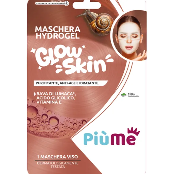 PIUME MASCHERA VISO HYDROGEL GLOW SKIN IN TESSUTO VEGETALE, PURIFICANTE, ANTI AGE e IDRATANTE BAVA DI LUMACA, ACIDO GLICOLICO e VITAMINA E