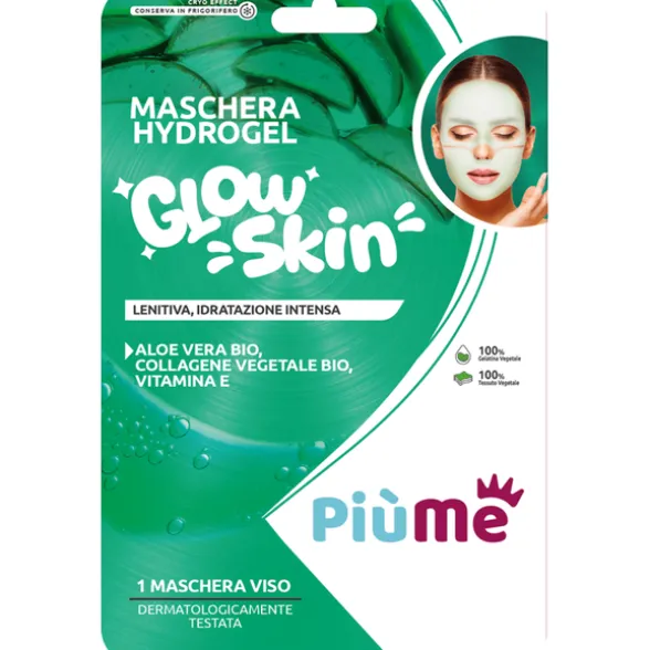 PIUME MASCHERA VISO HYDROGEL GLOW SKIN IN TESSUTO VEGETALE LENITIVA, IDRATAZIONE INTENSA, ALOE VERA BIO, COLLAGENE VEGETALE BIO e VITAMINA E