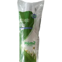 PIUME NATURALE 25 BICCHIERI BIODEGRADABILI & COMPOSTABILI 400 ML