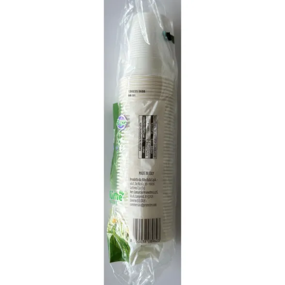 PIUME NATURALE 50 BICCHIERI BIODEGRADABILI & COMPOSTABILI 200 ML