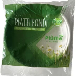 PIUME NATURALE 15 PIATTI FONDI BIODEGRADABILI & COMPOSTABILI