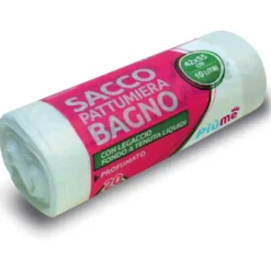PIUME SACCHETTO PATTUMIERA BAGNO 42x55 10 LITRI 20 PEZZI CON LEGACCIO PROFUMATI BIANCO