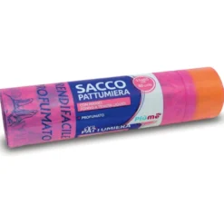 PIUME SACCO PATTUMIERA 55x65 40 LITRI 15 PEZZI CON MANICO PROFUMATI ROSA