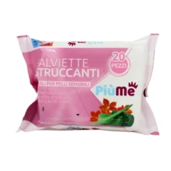 PIUME SALVIETTE STRUCCANTI TOP QUALITY PELLI SENSIBILI CON VITE ROSSA E ALOE VERA 20 PZ