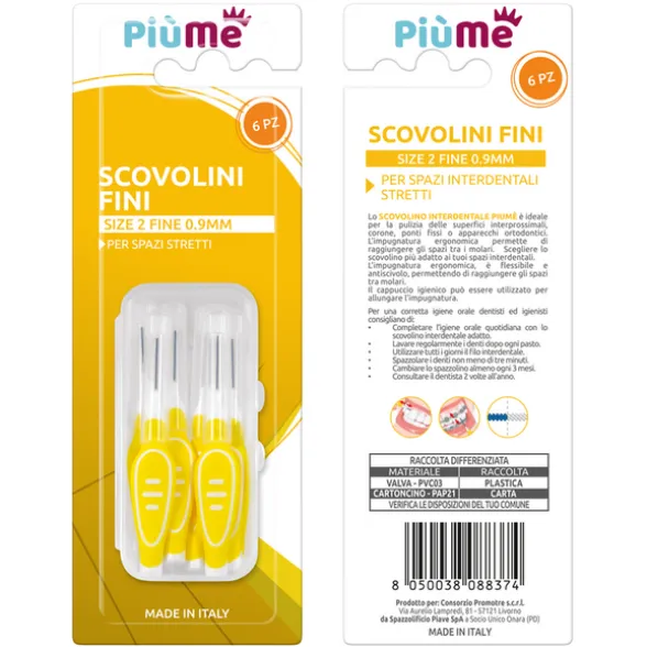 PIUME 6 SCOVOLINI INTERDENTALI FINI 0,9 MM SPAZI STRETTI