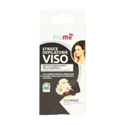 PIUME STRISCE DEPILATORIE VISO DETOX CARBONE VEGETALE, ZENZERO BIO, CAMOMILLA BIO, OLIO DI JOJOBA BIO & VITAMINA E 12 PZ