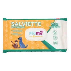 PIUME 4 ZAMPE SALVIETTE DETERGENTI CANI, GATTI 20 PEZZI