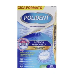 POLIDENT COMPRESSE EFFERVESCENTI PER PROTESI ESSENZA DI MENTA 108 PZ